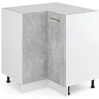 Vicco Eckunterschrank R-Line, Beton/Weiß, 75.6 cm ohne Arbeitsplatte (1-St)