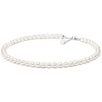 Gaura Pearls Perlenkette weiß, rund, 8 mm, 45-48 cm, 925er Sterlingsilber, rhodiniert