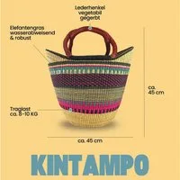 Afritaba Einkaufskorb Bolga Bag - Kintampo - U-Form, Kunstvoll geflochtene Bolga Körbe – Charakterstücke voller Tradition