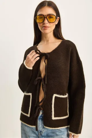 Oversized Strickcardigan mit Bindegurt