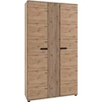 OTTO home Garderobenschrank FJELL, Breite 104cm, 3 Türen, 8 Böden, 10 Fächer, 1 Kleiderstange (hochwertig verarbeitete Längsfräsung, praktische Griffaussparung) Kleiderschrank, Schrank, Dielenschrank, Flurschrank, Mehrzweckschrank