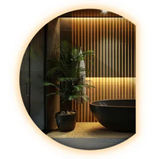 Wallfluent Led, Transparent, Glas, Organisch, 70x80x0.4 cm, Spiegel, Wandspiegel