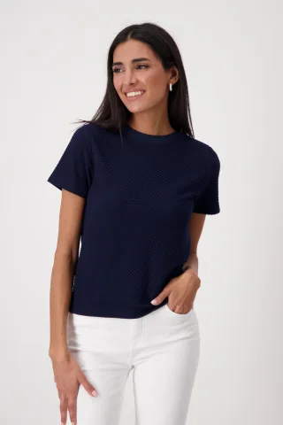 monari - T-Shirt mit Struktur navy blue - Gr. - 40