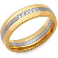 Unique Fingerring Teilpoliert in Bicolor Optik mit Zirkonia 6mm R9183