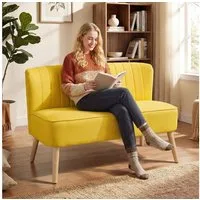 HOMCOM 2-Sitzer Sitzmöbel, Loungesofa, aus Holz, Samtartiges Polyster, Schaumstoff, Couch 1 Teile, Kompaktes 2-Sitzer Sofa mit Federkern und Massivholzbeinen