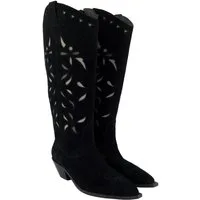Ulla Popken Leder-Cowboystiefel XL-Schaft Stickerei Weite H Stiefel