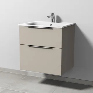 Sanipa 3way Waschtischunterbau zu Geberit Renova Plan Slim Waschtisch mit 2 Auszügen, Kaschmir-Matt UP6861U