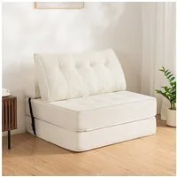 MECO Schlafsofa 3-in-1 umwandelbarer Klappsofa Bett Schlafsessel mit Kissen, 100×80cm Schlafcouch Bodensofa-Lounge für Schlafzimmer Wohnzimmer