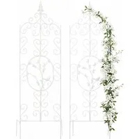 relaxdays Rankgitter Rankhilfe Kletterpflanzen freistehend Set, 2 St., 2, weiß, 2er-Pack