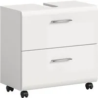 furnling Waschbeckenunterschrank auf Rollen - Ivy mit 2 Schubladen & Siphon-Ausschnitt, MDF Front, Breite 60 cm