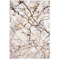 Mazovia Designteppich Modern Teppich für Wohnzimmer - Beige Creme mit Gold, 80 x 150 cm