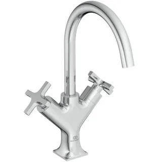 Ideal Standard Joy Neo Waschtisch-Zweigriff-Armatur BD152AA Kreuzgriffe, Ausladung 169mm, ohne Albaufgarnitur, chrom