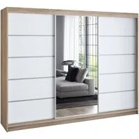 A&J MöbelLand GmbH Schiebetürenschrank VILUNO mit 4 Schubladen und Spiegel (TOP ANGEBOT! Geräumiger Schrank mit einer Breite von 200 cm und Spiegel, ideal zur Aufbewahrung von Kleidung und Accessoires. 4 Schubladen und viel Stauraum. TOP PRODUKT! Wäh