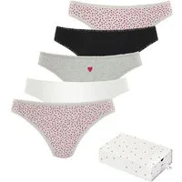 LASCANA String Geschenk Box (5er-Pack) mit süßen Herzchen-Prints und aus elastischer Baumwoll-Qualität