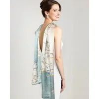 MayTree Seidenschal Seidenschal Bambus und Blüten 55 x 175 cm, (Stück), Seidentuch 100% Seide