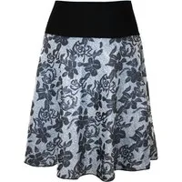 dunkle design A-Linien-Rock Jacquard Jersey Grau Rot 52cm elastischer Bund