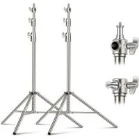 Neewer ST-280SS 2 Stück 280cm Edelstahl Lichtstativ, federgedämpftes Lampenstativ (Heavy Duty Lichtständer, mit 1/4" bis 3/8" Adapter, für Softbox)