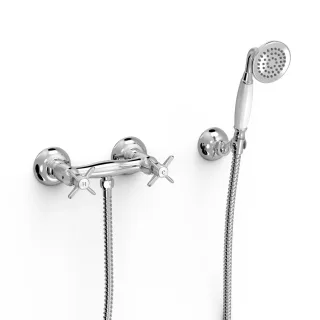 Tres Aufputz 2 Griffmischer für Dusche Anti Kalk Messing Handbrause: Ø 78 mm , 24216301 24216301