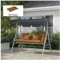 Outsunny Sitzkissen wasserabweisend Stuhlkissen mit Bindebänder, Geknüpftem Design, für Haus, Garten, Sofa, Bräune