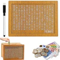 Bundviel Spardose Spardose aus Holz mit Ziel-Motivierende Sparbox für Ziele-10.000 €