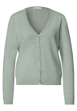 Street One - Cadigan mit V-Neck und Knopfleiste eucalyptus green mel. - Gr. - 34