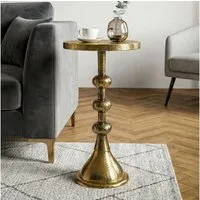 FINEBUY Beistelltisch SuVa76452 Aluminium Anstelltisch 30cm Dekotisch Wohnzimmertisch (Kompakte Größe mit Designcharakter), Elegante Optik in orientalischer Form