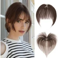 LuxusKollektion Echthaar-Extension Pony Clip in Echthaar Bangs Pony Haarteil Luft 10.5g 02 Dunkel Braun