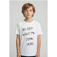 KIDSWORLD T-Shirt Spruch: NO IDEA WHAT I'M DOING HERE für Jungen, Kurzarm, Basic Passform, mit modischem Druck