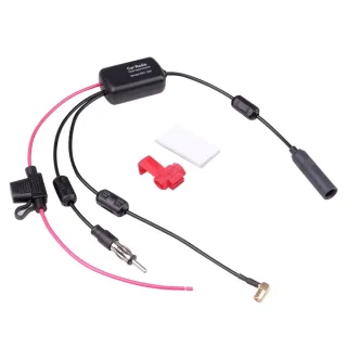 DAB+FM+Car Stereo Antenna Aerial Splitter Cable Adapter 12V Radio Signal Amplifier Antenna Signal Booster FM/AM Car Acce