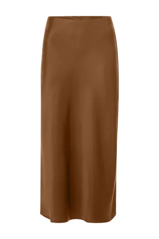 Rich & Royal - Satin Midi Skirt hazel - Gr. - M
