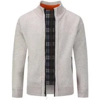 Allthemen Cardigan gefütterte Strickjacke Grobstrick Pullover Warm Übergangsjacke Winter