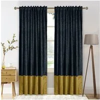 Lapalife Vorhang Vorhänge Samt Verdunkelnd, Gold-Schwarz Blumenmuster Gardinen, 2er Set, Mit Faltenhaken und Stifthaken für Wohnzimmer Schlafzimmer