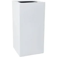 VIVANNO Pflanzkübel Fiberglas BLOCK Säule - Weiß Matt (1 St), 40x40x80 cm