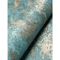 Newroom Vliestapete Fadis Turquoise Tapete Betontapete Beton,Zement,Putz, Türkis Tapete Industrial Beton - Glanz Glamour Blau Gold Loft Modern Zement Putz für Büro Diele/Flur Schlafen, Glanz