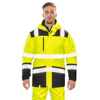 SAFE-GUARD by Result - Softshelljacke Zum Bedrucken für Herren - Sicherheit (Fluoreszierendes Gelb/Schwarz)