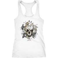 Neverless Tanktop Damen Tank-Top Totenkopf Rosen Skull Roses Schädel Racerback