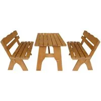 TPFGarden Garten-Essgruppe Drieburg, (3-tlg., 2x Bank 120cm & 1x Tisch 72x120cm Kiefernholz massiv), 3-Teilige Outdoor Garten Garnitur - Hochwertige Verarbeitung