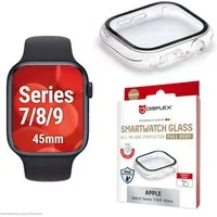 Displex Displayschutzglas Smartwatch Glass All-In-One Protector Full Body für Apple Watch Series 7 45 mm, Apple Watch Series 8 45 mm, Apple Watch Series 9 45 mm, Displayschutzfolie, Schutzfolie, Bildschirmschutz, kratz- & stoßfest