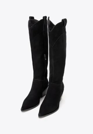 Wittchen Damen-Cowboystiefel aus schwarzem Wildleder