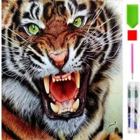 LA CUTE Malen nach Zahlen 5d Diamond Painting Tiger Malen nach Zahlen 30x40cm (Komplettset für 5D Diamond Painting inklusive Leinwand, Diamanten und Werkzeugen, Diamond Painting Set mit Zubehör für DIY-Kreativität und Entspannung), 30x40cm 5D Diamond