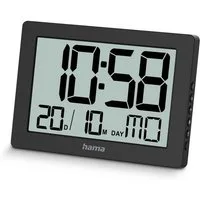 Hama Uhr Digitale Wanduhr "Ko Tao", Schwarz (Tischuhr)