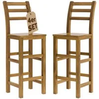 Casaria Barhocker, Holz Lehne Outdoor 75cm Sitzhöhe Akazie 150kg Belastbarkeit Fußstütze