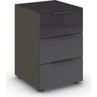 rauch Nachtkommode Nachttisch Nachtschrank Nachtkonsole FLIPP mit Glasfront (Breite 40 cm), mit 3 Schubladen und Soft-Close-Funktion, Oberboden und Front Glas
