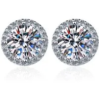 Runde Perlé Paar Ohrstecker elegante Ohrstecker weiße Moissanite, 1 Karat, 925er Silber, Moissanite in D-Farbe mit exzellenter Klarheit, Echtschmuck