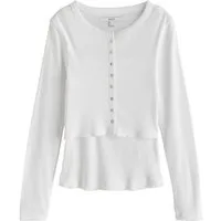Next Blusenshirt Mehrlagiges Langarmshirt mit Lochstickerei (1-tlg)