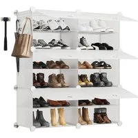 Sekey Schuhregal Schuhregal Schuhschrank Schuh-Organizer Stecksystem DIY-Regal, 1-tlg 24 Paar Schuhe Kunststoff mit Weiß 6 Tür