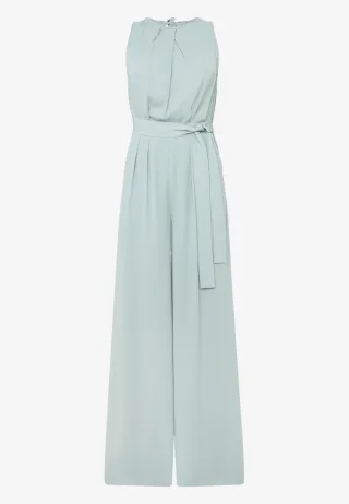 zero - Jumpsuit mit Gürtel und weitem Bein silver blue - Gr. - 44
