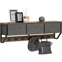SoBuy Wandgarderobe FHK26, Flurgarderobe Kleiderhaken Hängeregal mit 3 Körben und 7 Haken