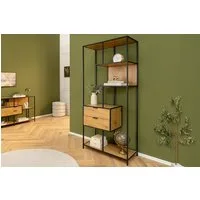 riess-ambiente Bücherregal SLIM LINE 185cm natur / schwarz · Raumteiler aus Metall und MDF, Einzelartikel 1-tlg., mit 5 Regalböden · Mehrzweckregal fürs Wohnzimmer · Industrial Design