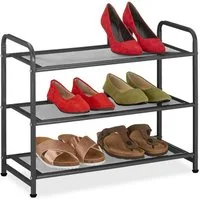relaxdays Schuhregal Schwarzes Schuhregal Metall
